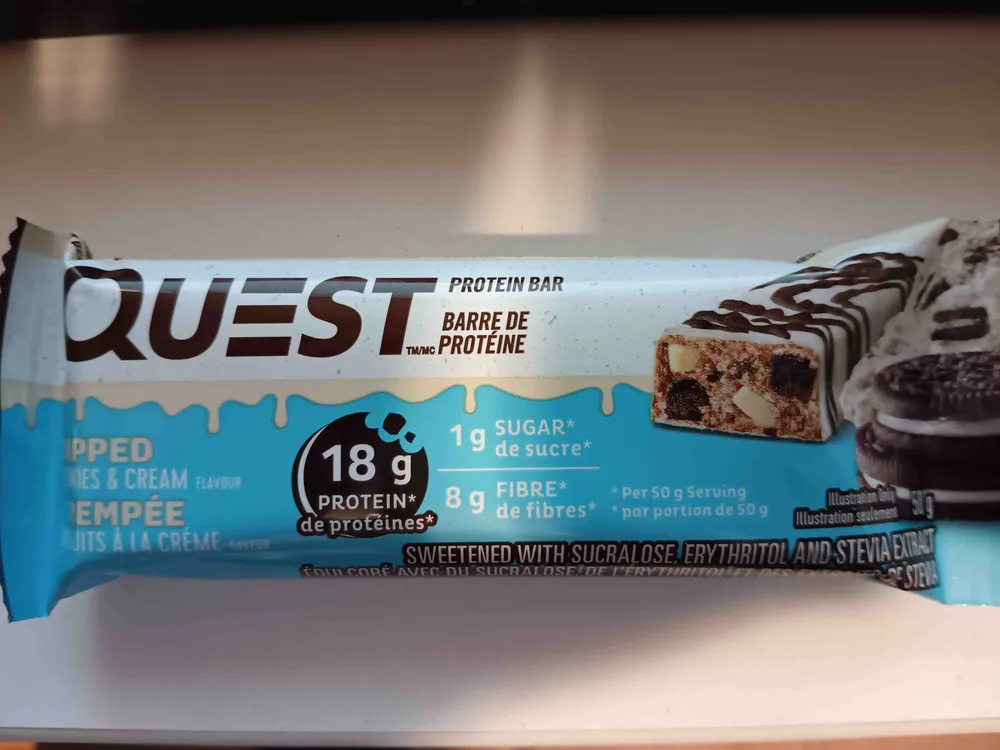 Dipped cookies and cream protein bar