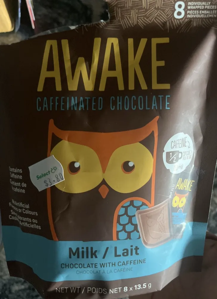 Milk chocolate with caffeine