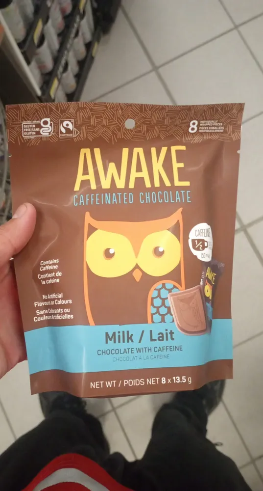Awake caffeinated chocolate