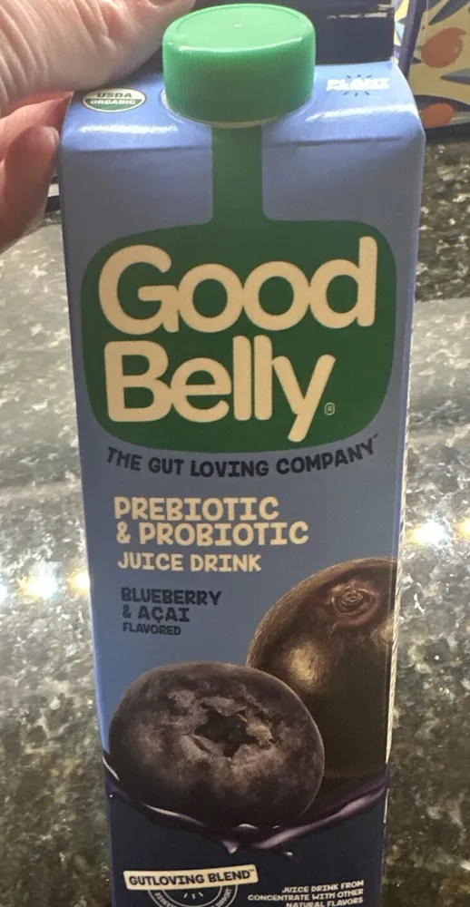 Goodbelly probiotic juice drink blueberry acai flavor