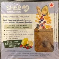 Carrés de fruits, legumes et protéines
