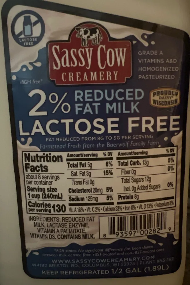 2% Lactose Free Milk