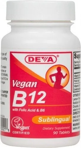Vegan Vitamin B12 Sublingual Deva Vegan Tablets, 90 CT