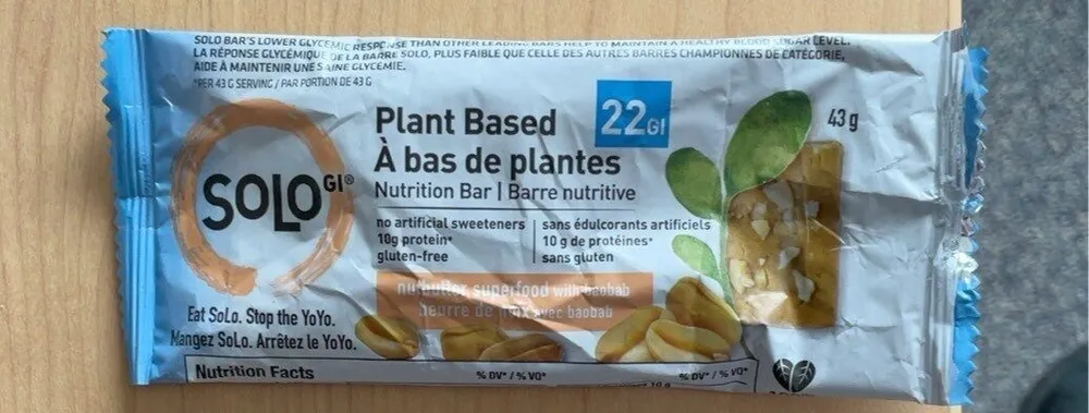 Plant Based Nutrition Bar nutbutter superfood with baobab