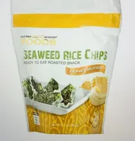 Chips de arroz con algas marinas, mantequilla con miel