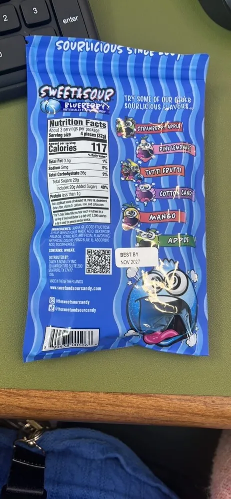 Sour Belts Blueberry Artificially Flavored Candy