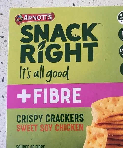 Snack Right + Fibre Crispy Crackers Sweet Soy Chicken
