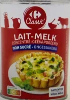 Lait concentré Entier Non sucré Carrefour Classic