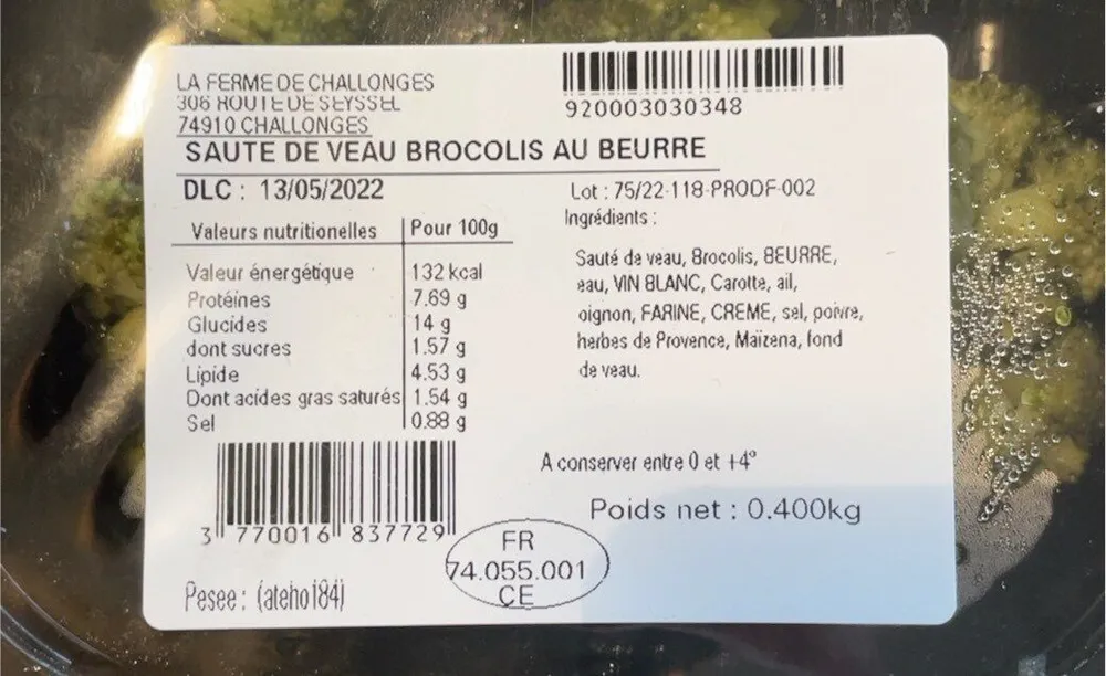 Saute de veau brocolis au beurre