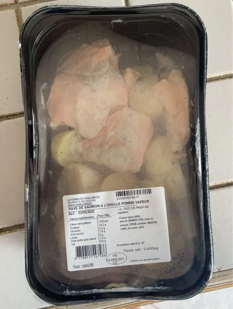 Pave de saumon a loseille pomme vapeur