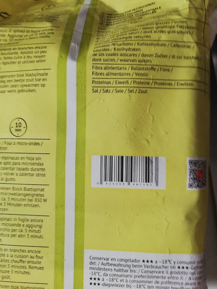 Espinacas en hojas