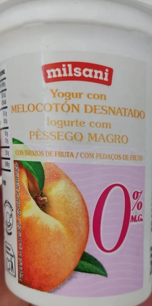 Yogurt con melocotón desnatado
