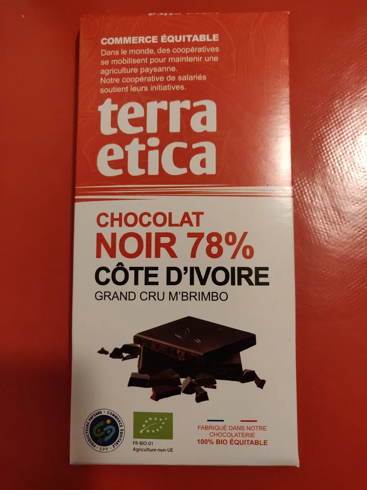 CHOCOLAT NOIR 78% CÔTE D'IVOIRE GRAND CRU M'BRIMBO