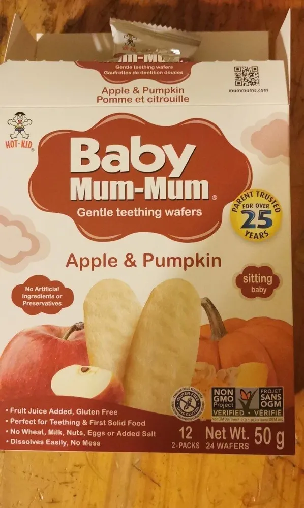Baby Mum-Mum gentle teething wafers Apple  Pumpkin