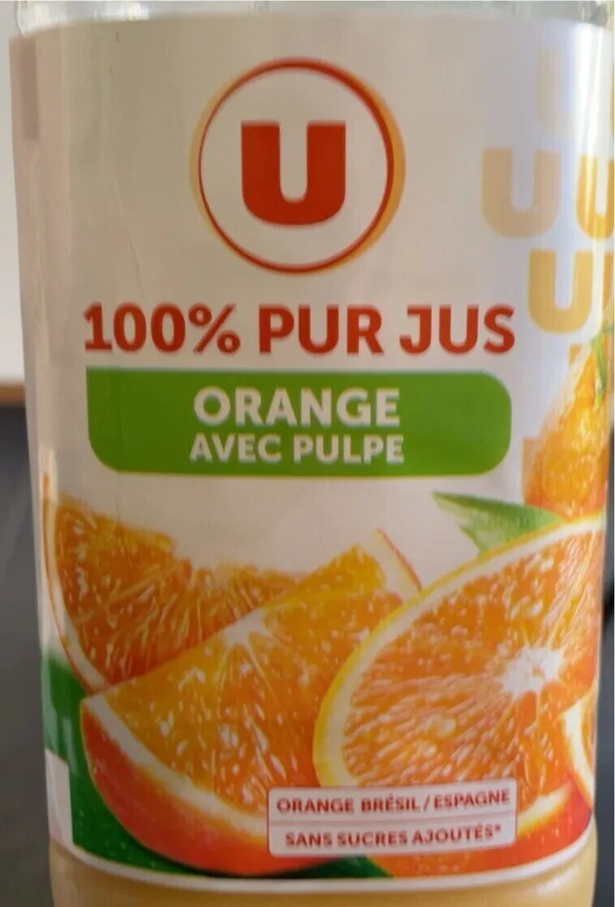 100% pur jus orange avec pulpe