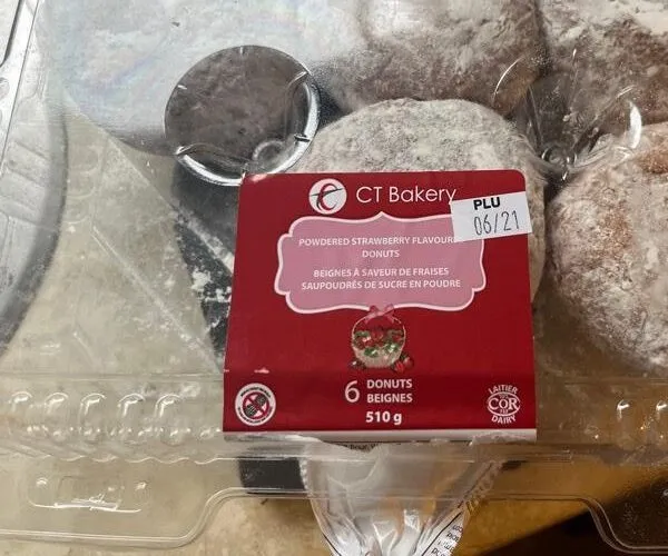 Powdered strawberry donuts