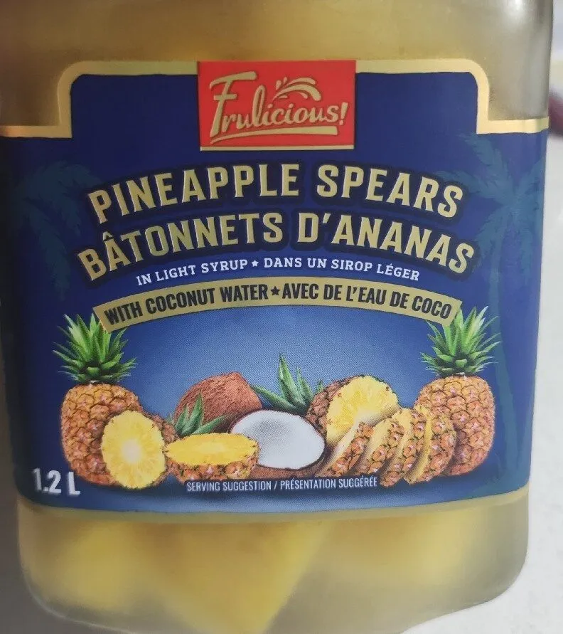 Pineapple spears with coconut water