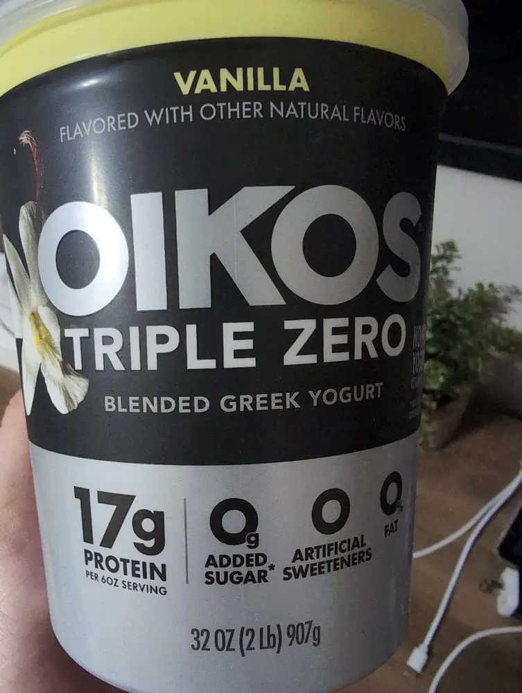 TRIPLE ZERO BLENDED GREEK YOGURT VANILLA FLAVORED WITH OTHER NATURAL FLAVORS