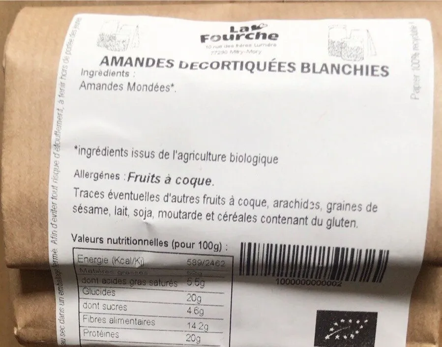 Amandes décortiquées blanchies