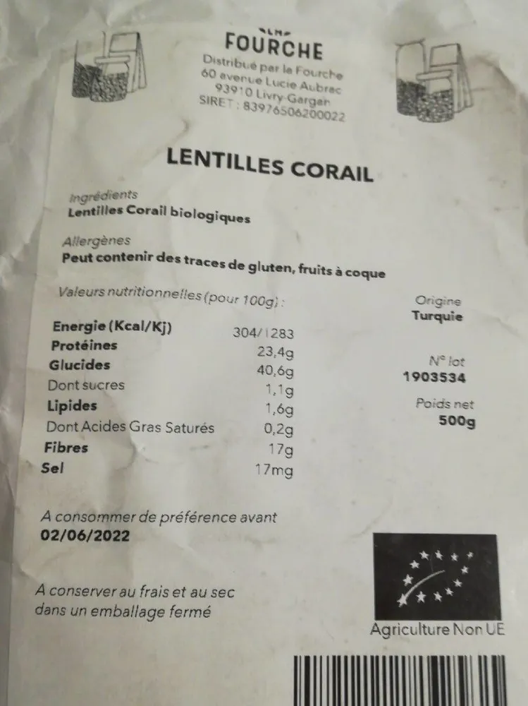Lentilles corail