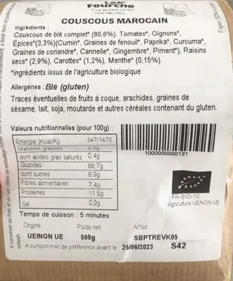 Couscous Marocain Blé Complet Raisins Secs et Epices