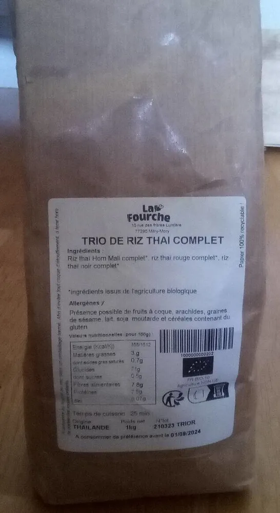 Trio de riz thai complet