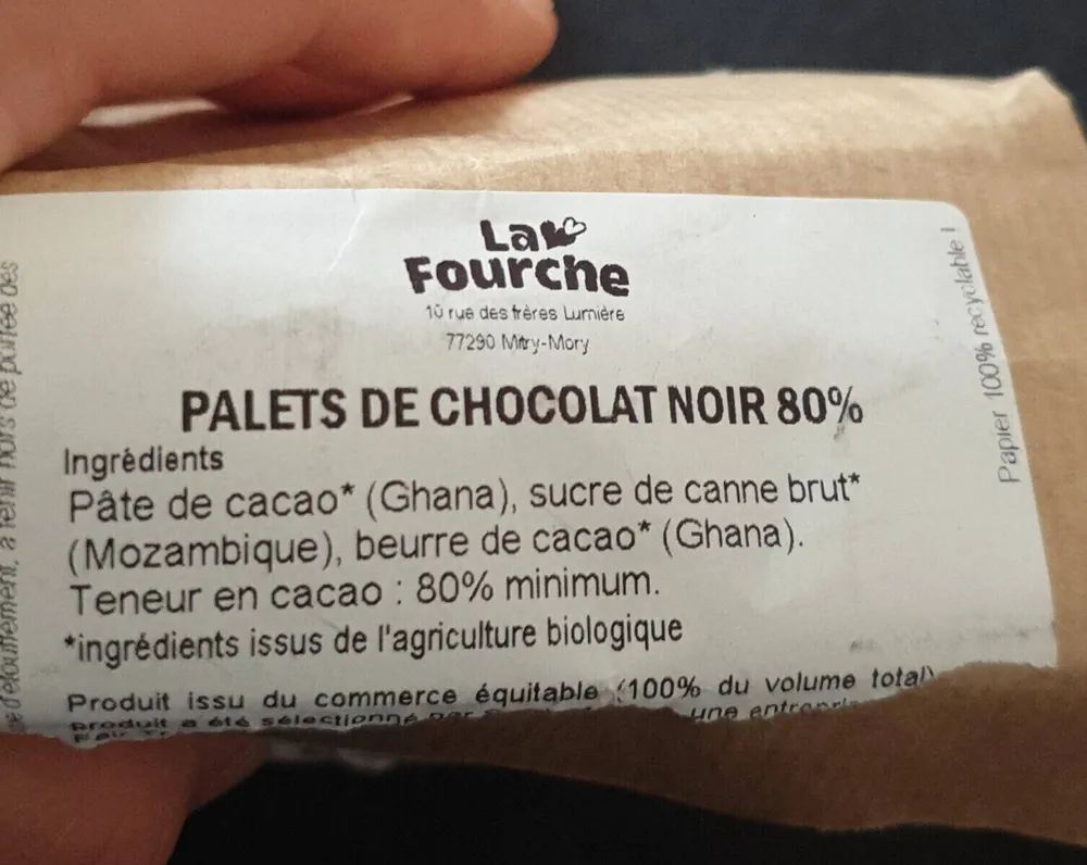 Palets de Chocolat Noir 80%
