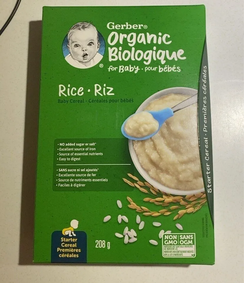 Organic rice baby cereal