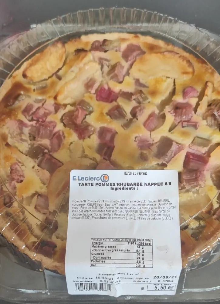 Tarte Pommes Rhubarbe nappee 6/8