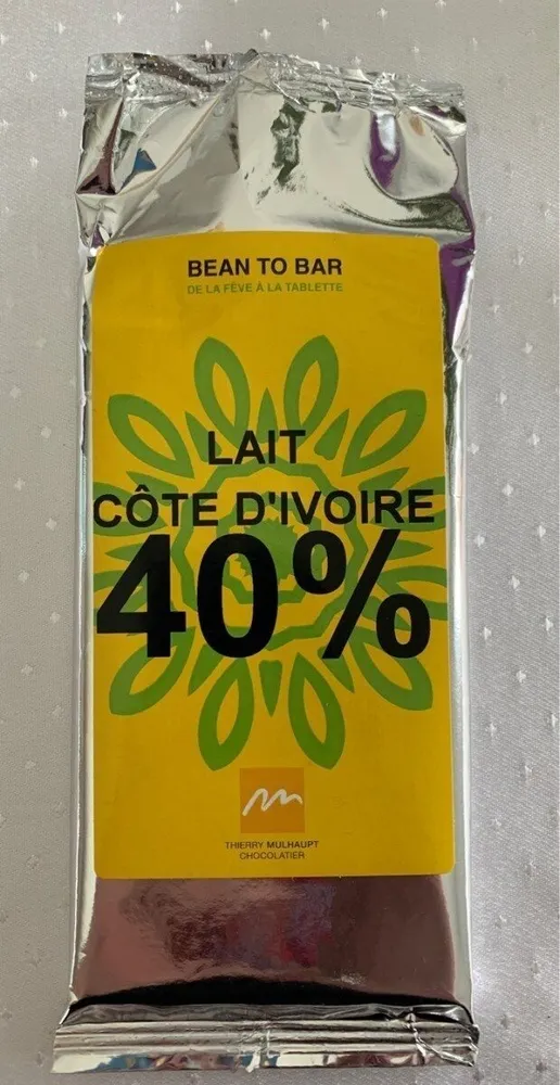 Chocolat au lait cote d'ivoire 40%