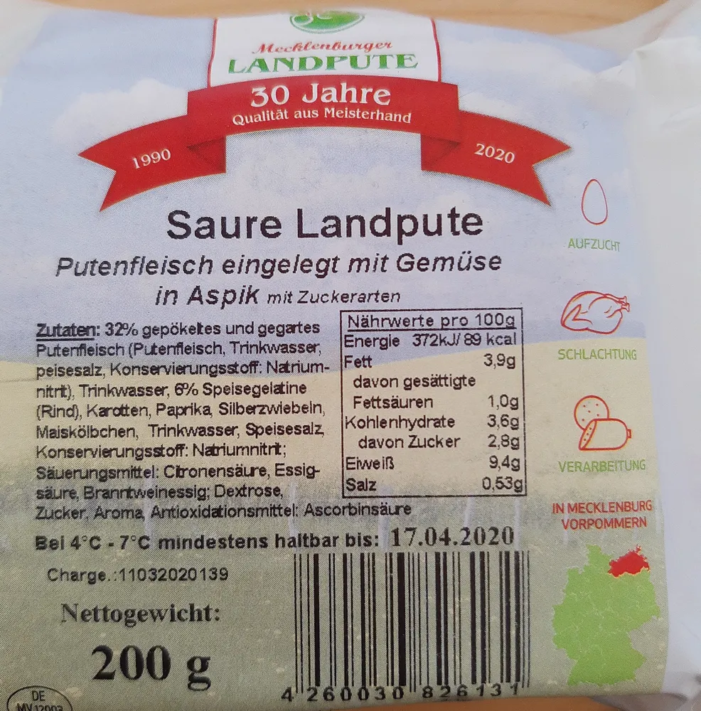 Saure Landpute in Aspik