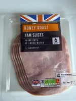 Cured, formed, cooked and honey roasted ham slices