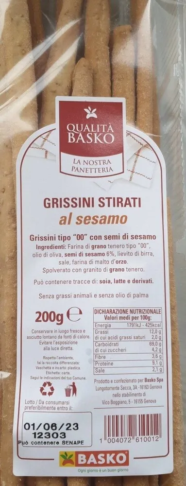Grissini stirati al sesamo Basko