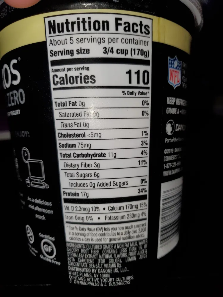 Oikos triple zero blended Greek yogurt vanilla