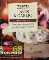 Onion mixed with mayonnaise soured cream, garlic and chives