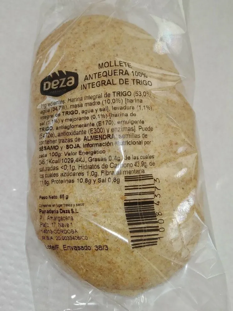 Mollete Antequera 100% integral de trigo