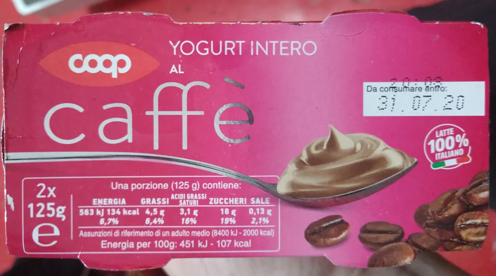yogurt intero all caffé