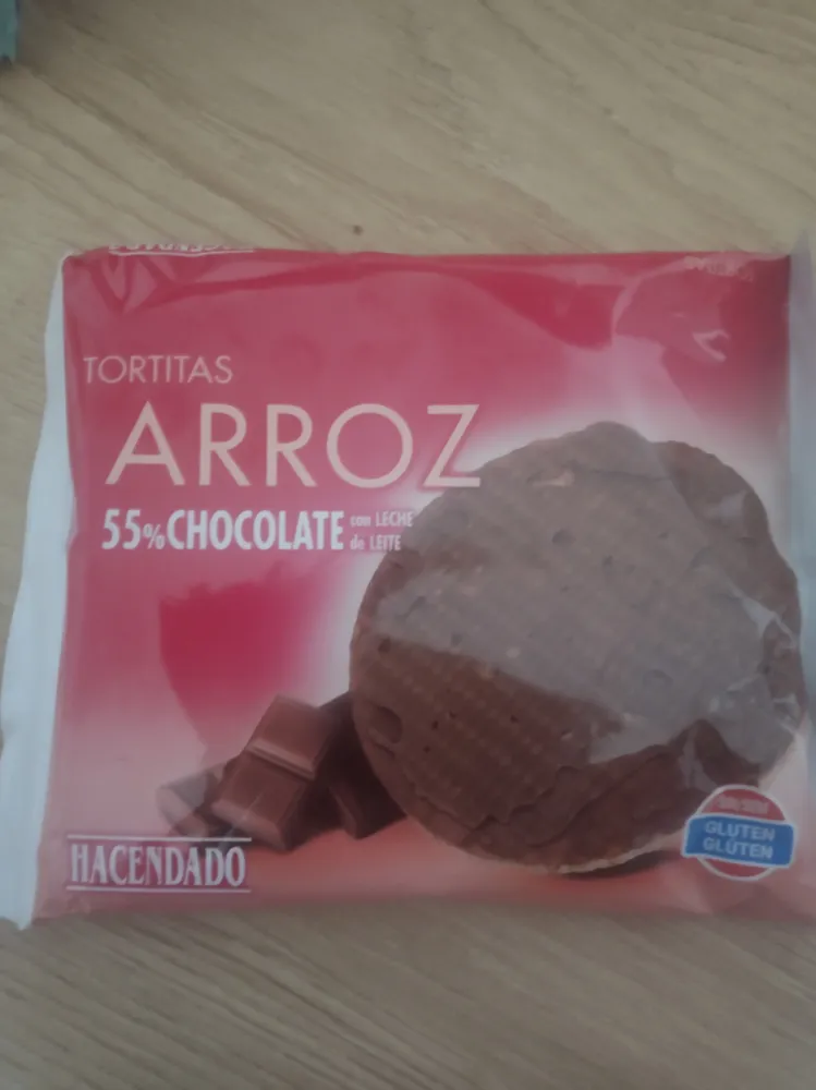 tortitas de arroz con chocolate al 55% y leche
