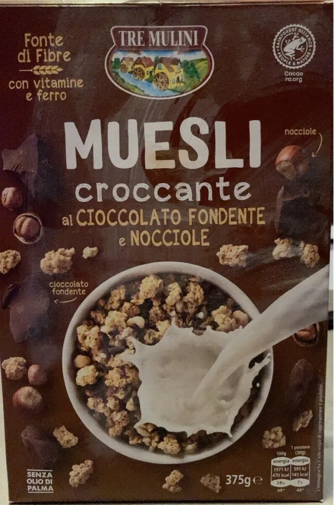 Muesli croccante al cioccolato fondente e nocciole