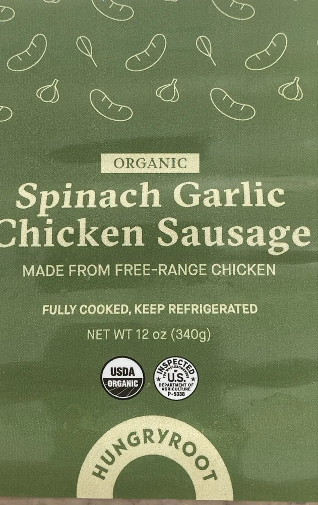 Spinach, garlic, chicken sausage