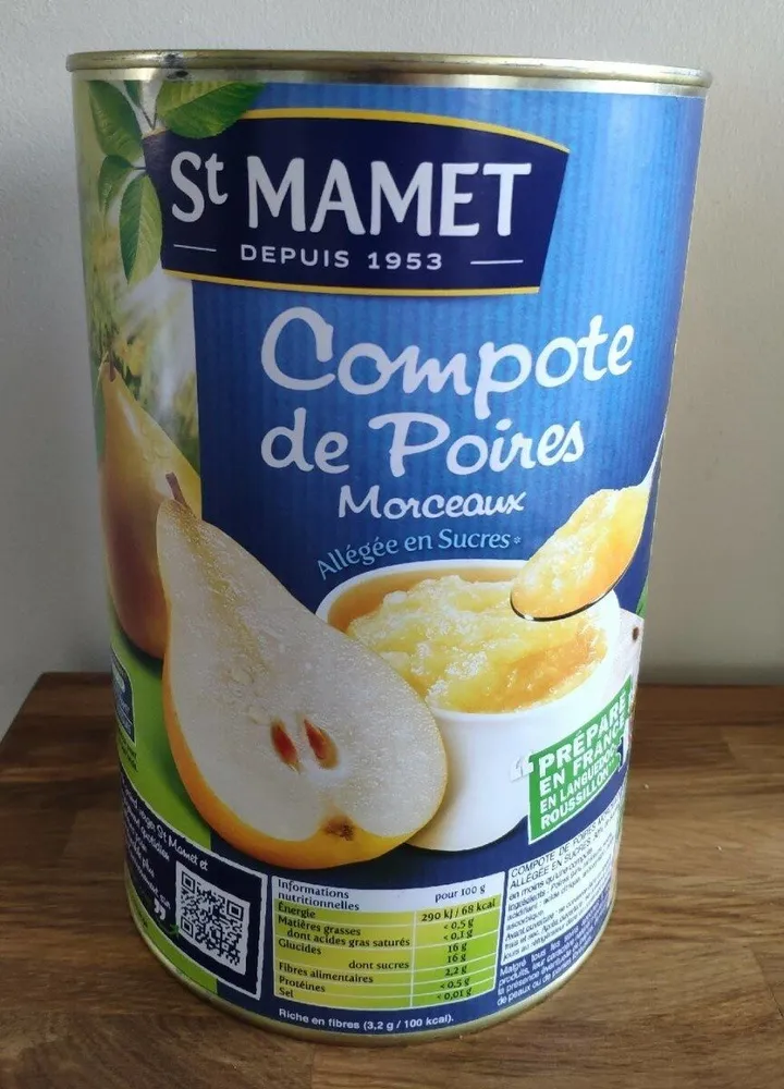 Compote de poires - morceaux - allégée en sucre