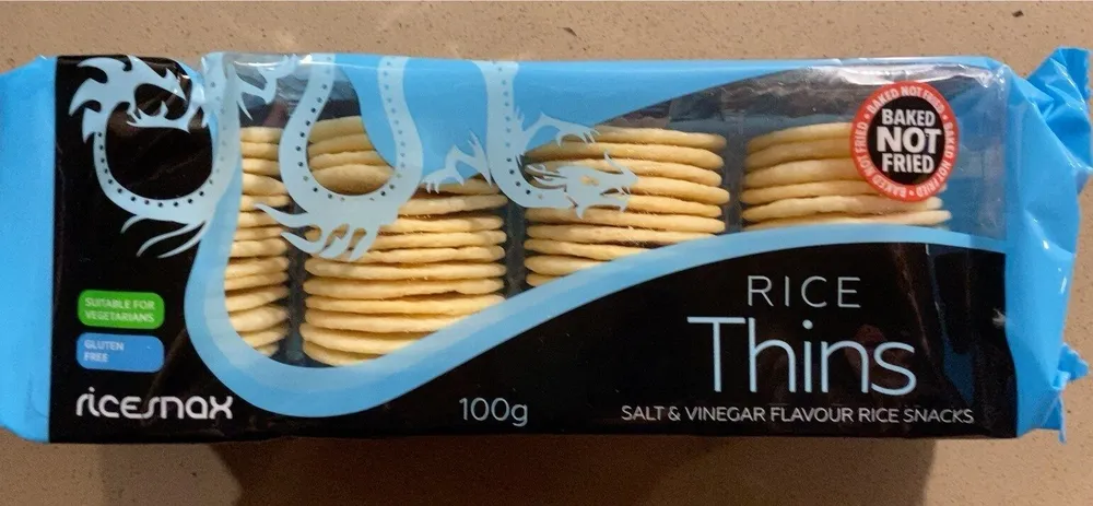 Rice Thins salt and vinegar flavour roce snacks
