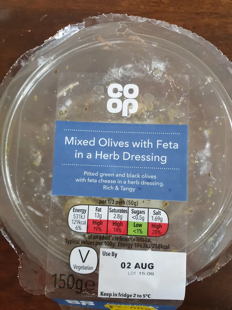 Mixed Olives with Feta in a Herb Dressing
