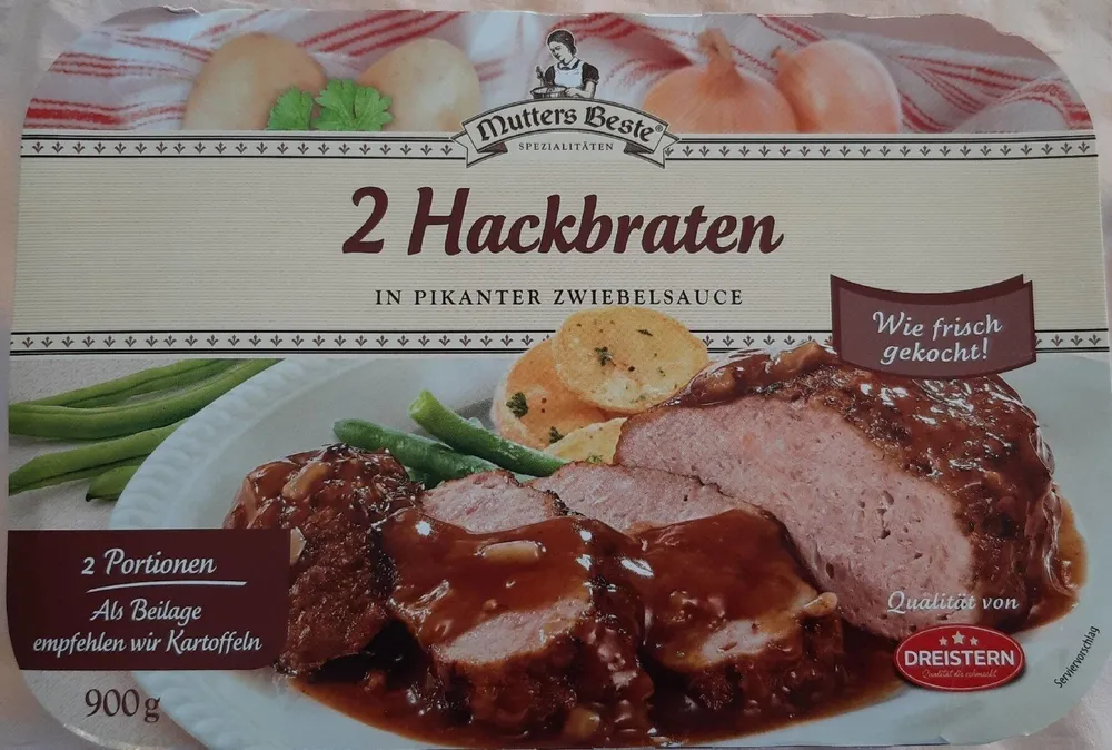 2 Hackbraten in pikanter Zwiebelsauce