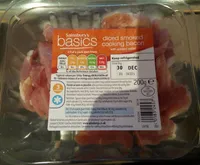 diced smoked cooking bacon with added water