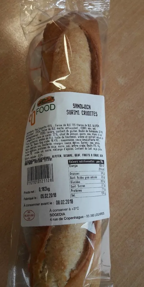 Sandwich Surimi crudités
