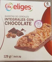 Barritas de cereal integrales con chocolate