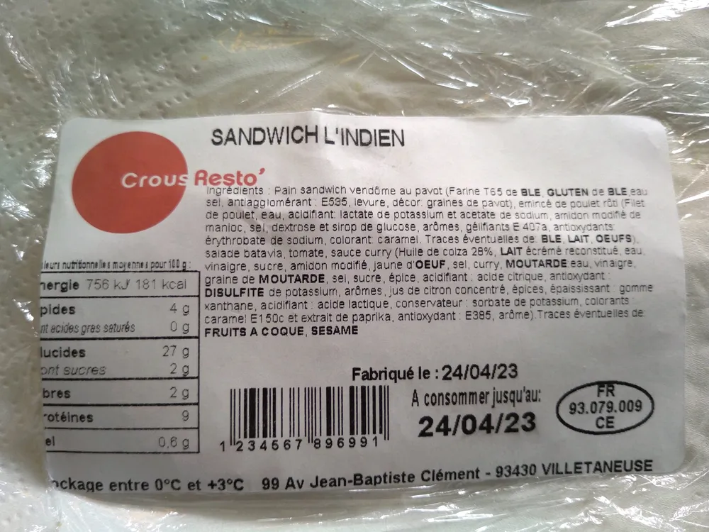 sandwich L'Indien