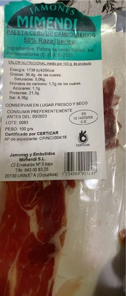 Paleta de cebo campo iberico