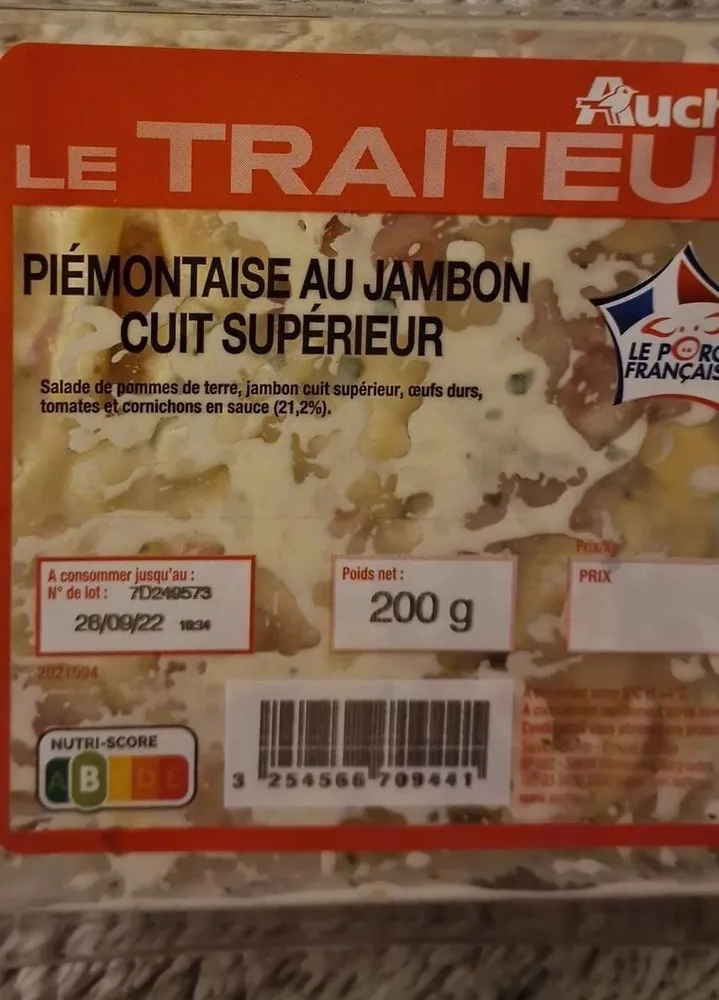 Piémontaise jambon cuit supérieur